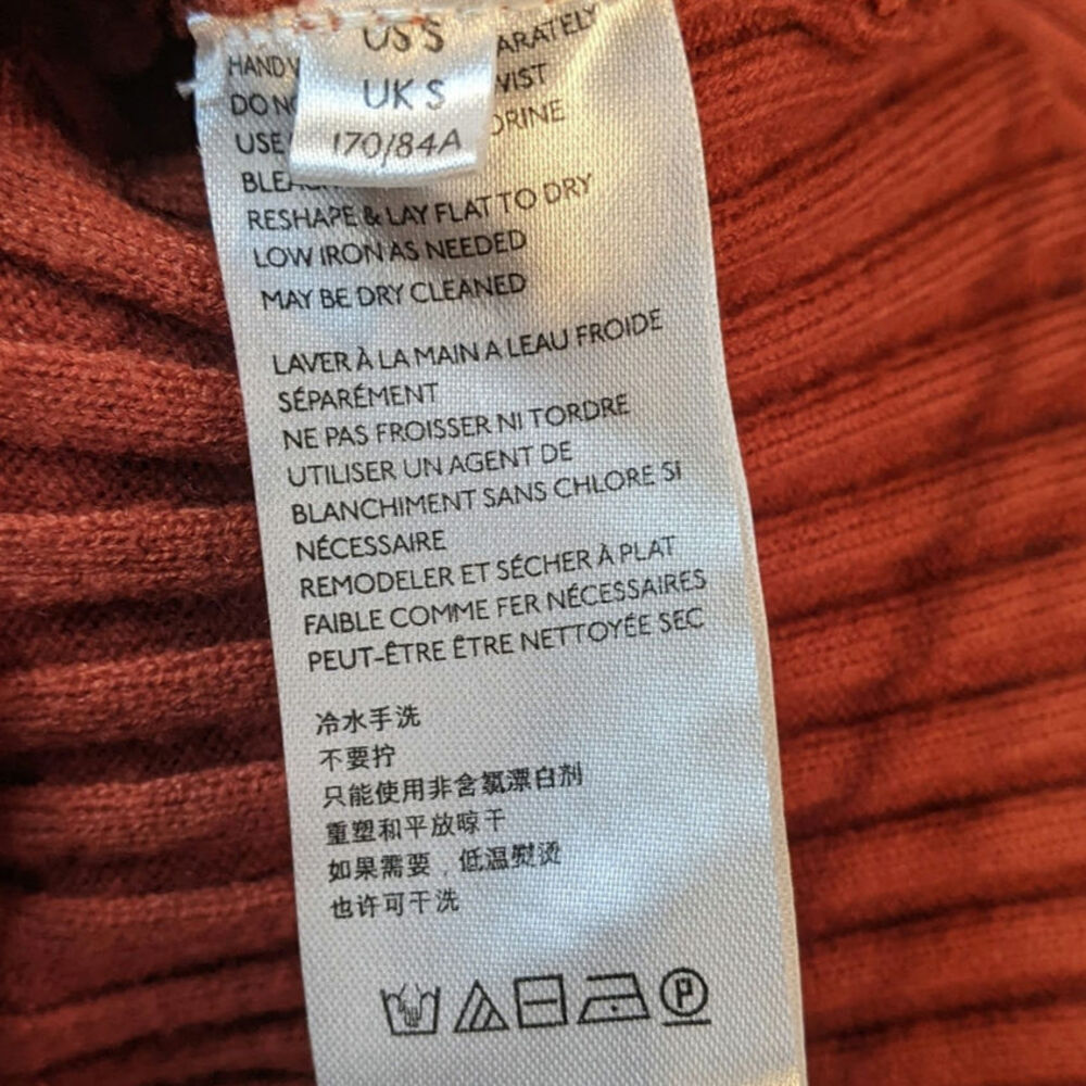 Urban Rib Knit Cut Out Long Sleeve Crop Top Cropped Rust Street Festival Small - Picture 4 of 6